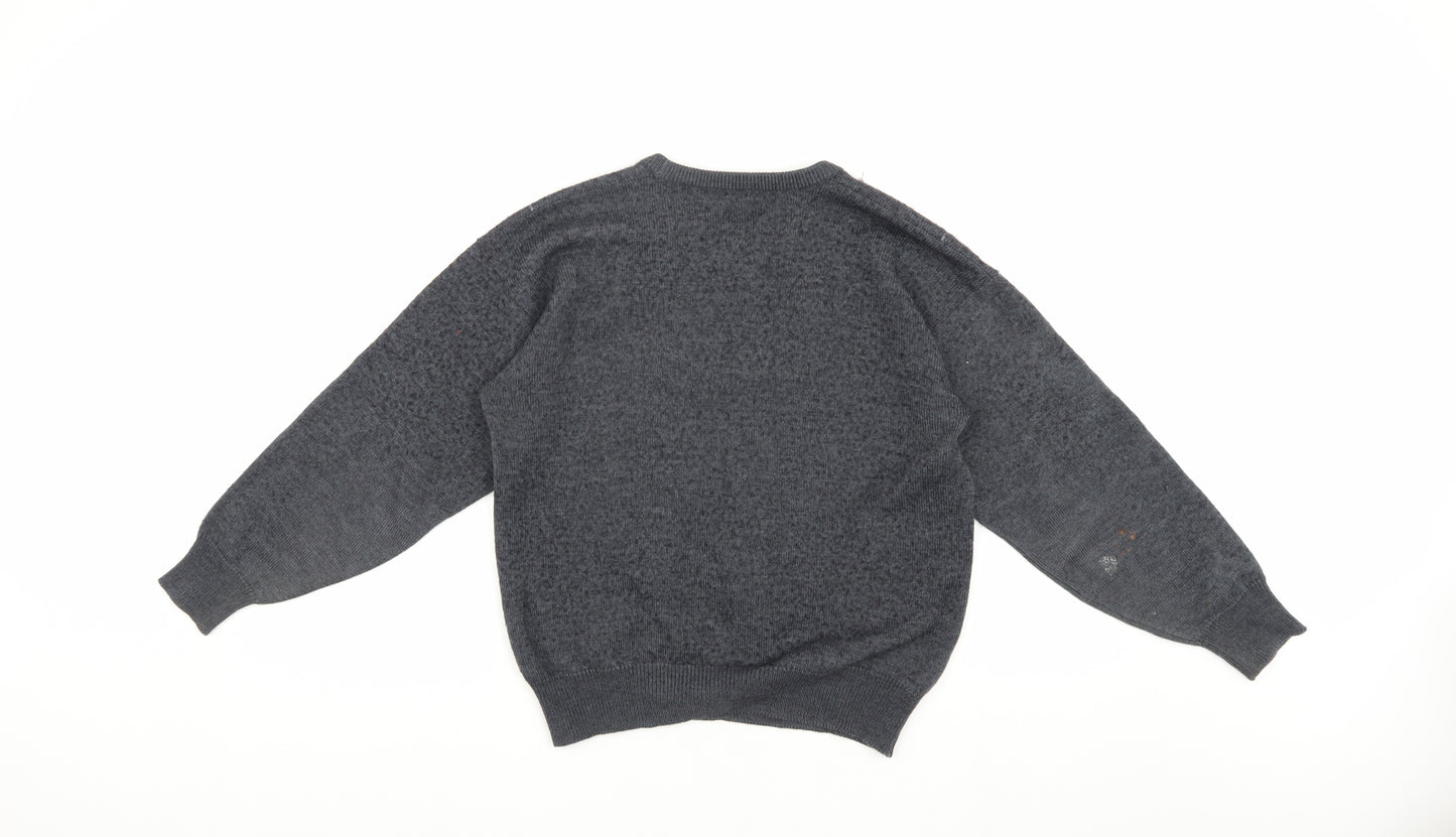 Wolsey Grey Striped Wool Pullover Jumper, Size 12