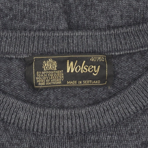 Wolsey Grey Striped Wool Pullover Jumper, Size 12