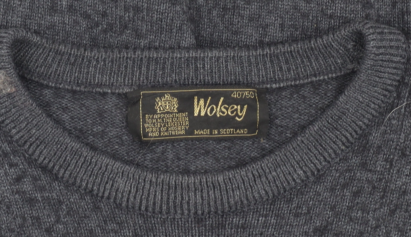 Wolsey Grey Striped Wool Pullover Jumper, Size 12