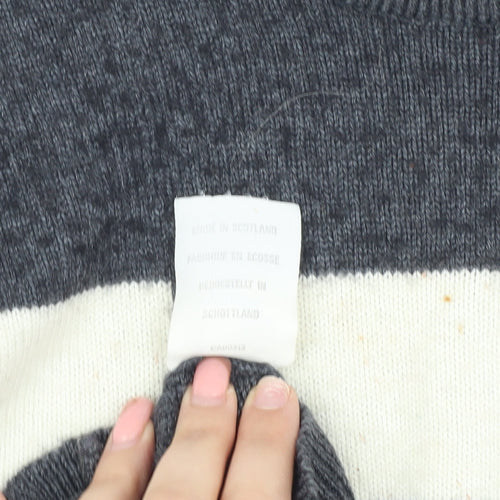 Wolsey Grey Striped Wool Pullover Jumper, Size 12