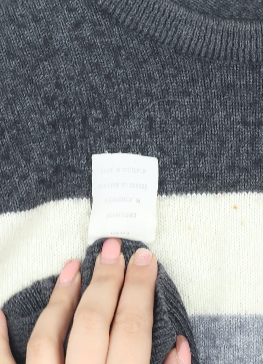 Wolsey Grey Striped Wool Pullover Jumper, Size 12