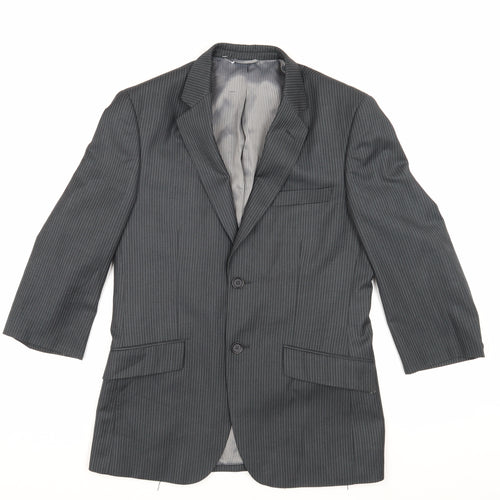 Burton Men's Grey Striped Tailored Suit Jacket 36S