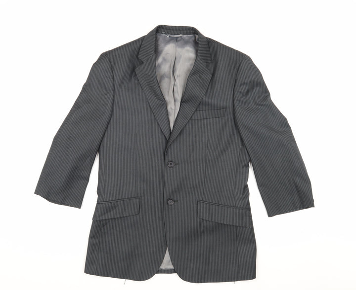 Burton Men's Grey Striped Tailored Suit Jacket 36S
