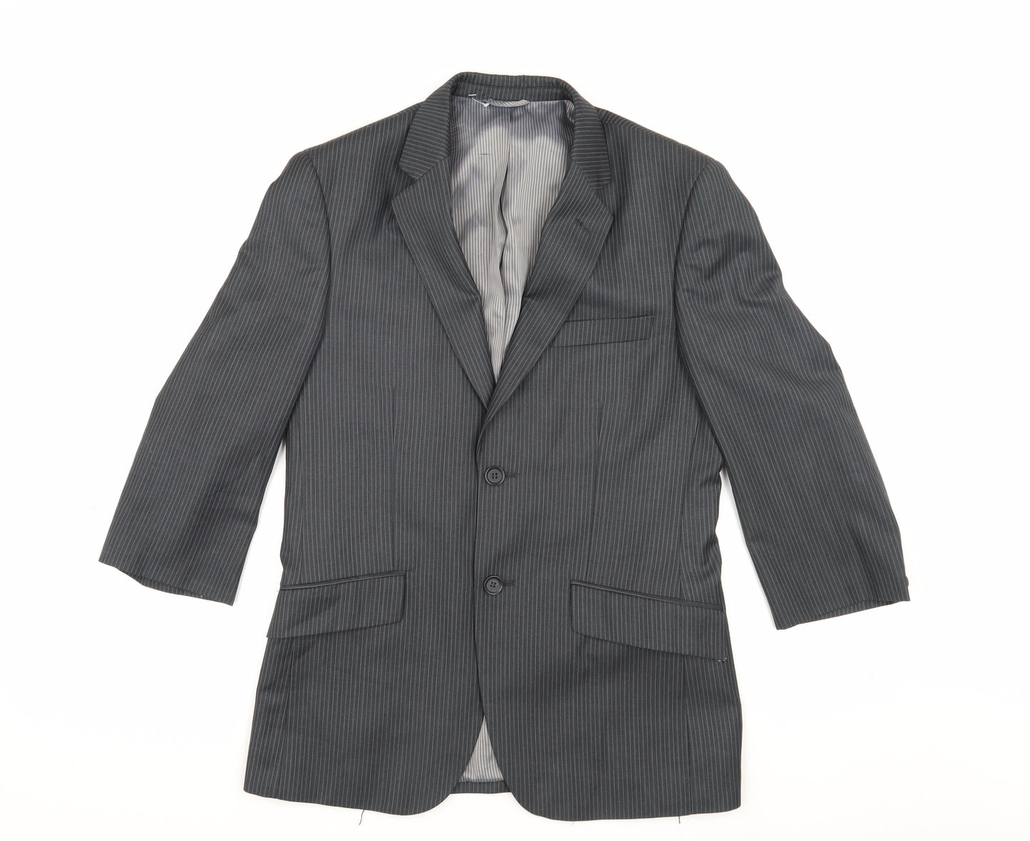 Burton Men's Grey Striped Tailored Suit Jacket 36S