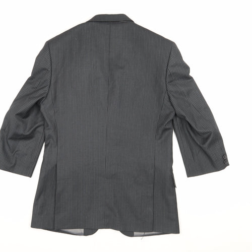 Burton Men's Grey Striped Tailored Suit Jacket 36S