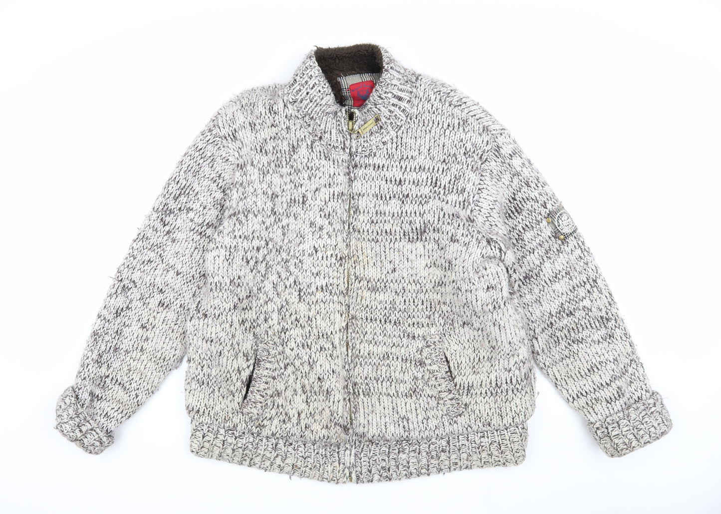 Original Quality Knitwear Men's XL Grey Knit Jacket