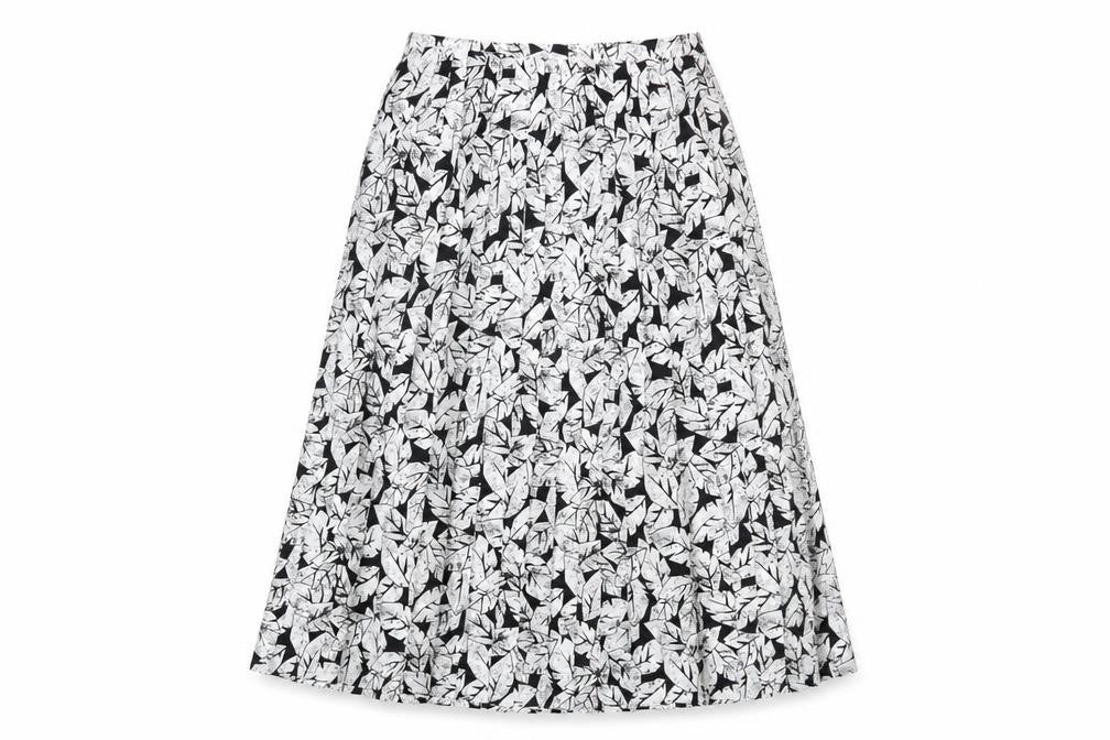 Front view of Eastex Women's Black Geometric Skirt, size 10