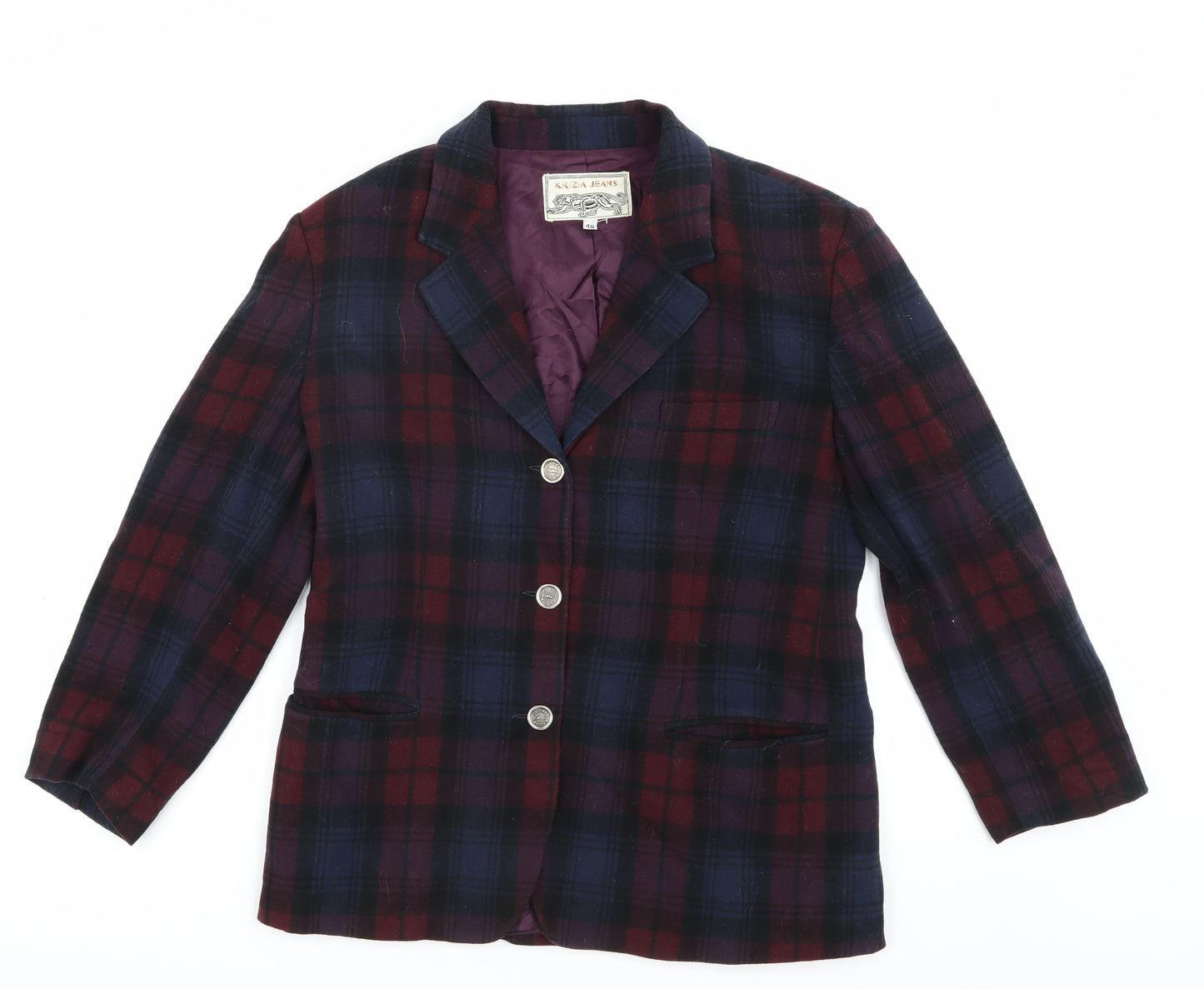 Krizia Jeans Men's Multicoloured Plaid Blazer UK 38, Vintage