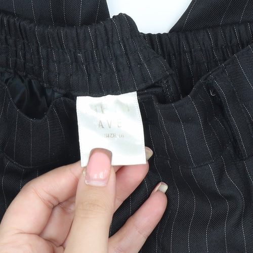 AVE Women's Black Pinstripe Trousers Size 16