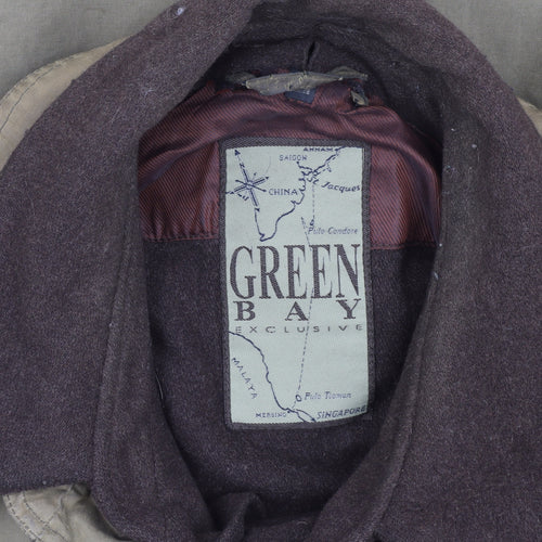 Green Bay Men's Brown Long Overcoat Size 38