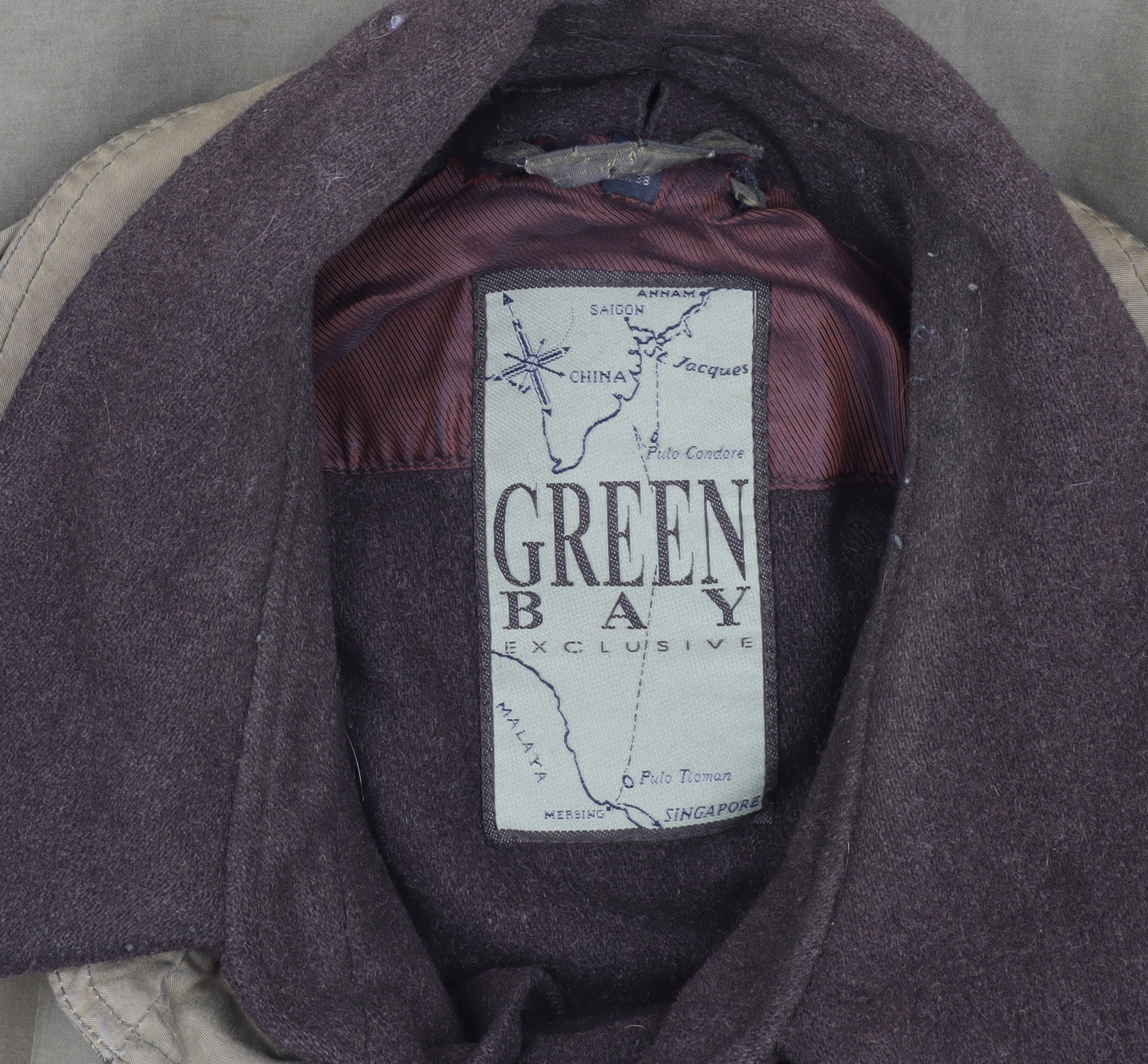 Green Bay Men's Brown Long Overcoat Size 38