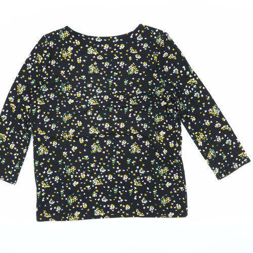 Hobbs Women's Black Floral Blouse, Size S, 3/4 Sleeve