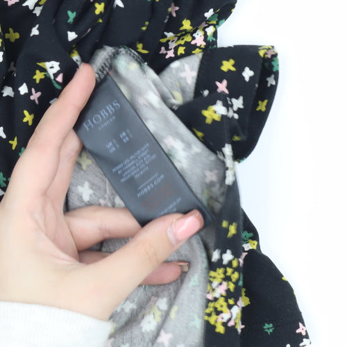 Hobbs Women's Black Floral Blouse, Size S, 3/4 Sleeve