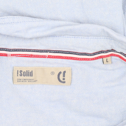 iSolid Men's Blue Long Sleeve Button-Up Shirt - L
