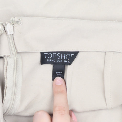 Topshop Women's Beige Midi Pencil Skirt UK 12