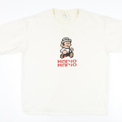 Remixed Men's White Retro Mario T-Shirt XL