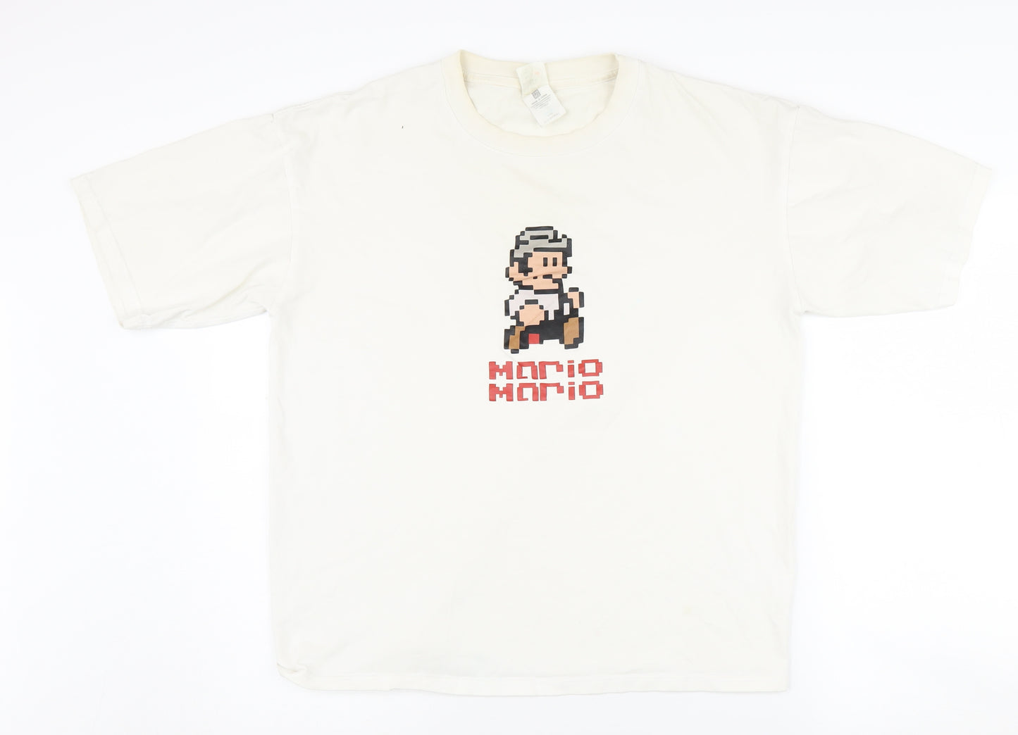 Remixed Men's White Retro Mario T-Shirt XL