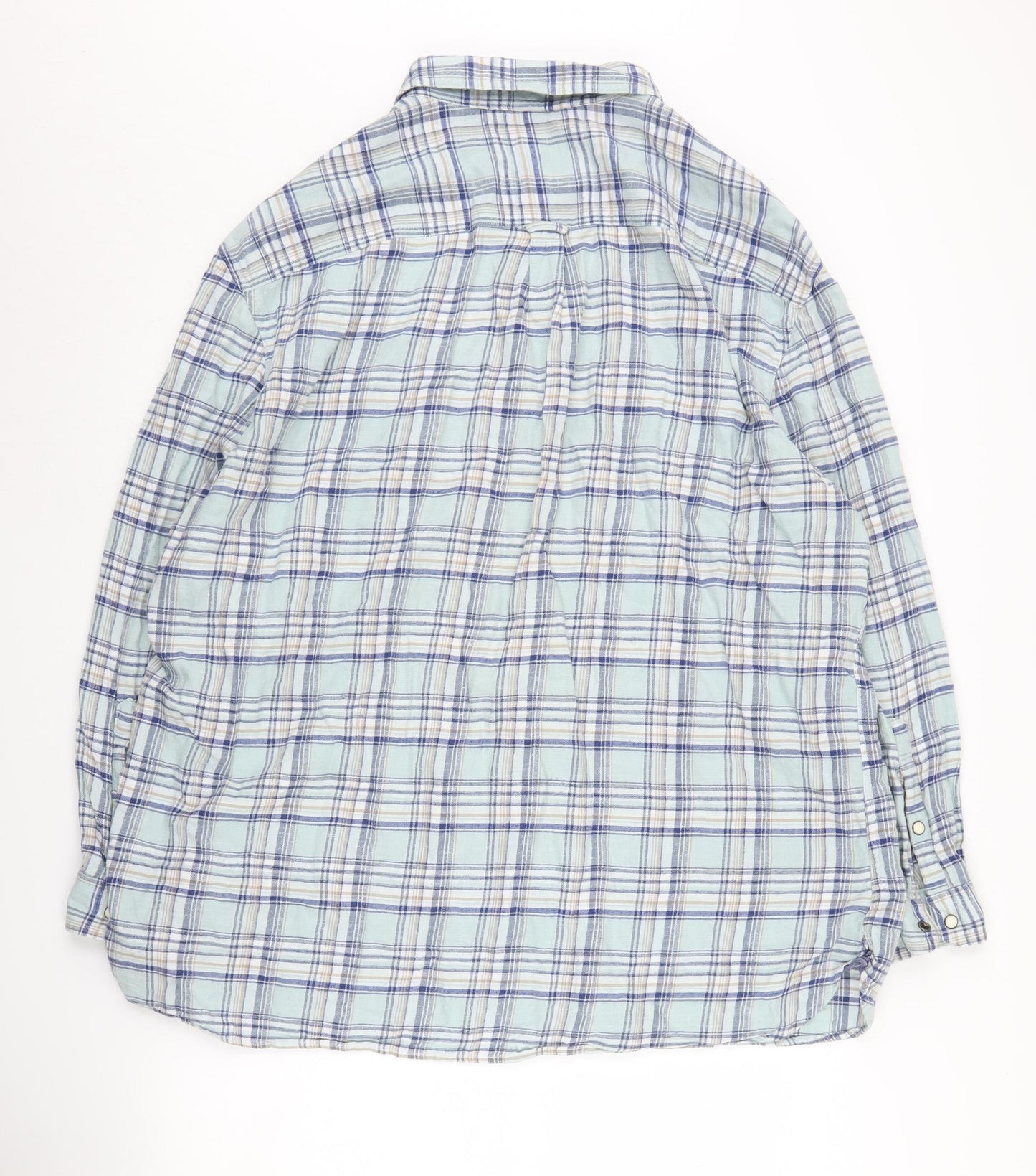 Marks and Spencer Men's Blue Plaid Button-Up Shirt, 3XL