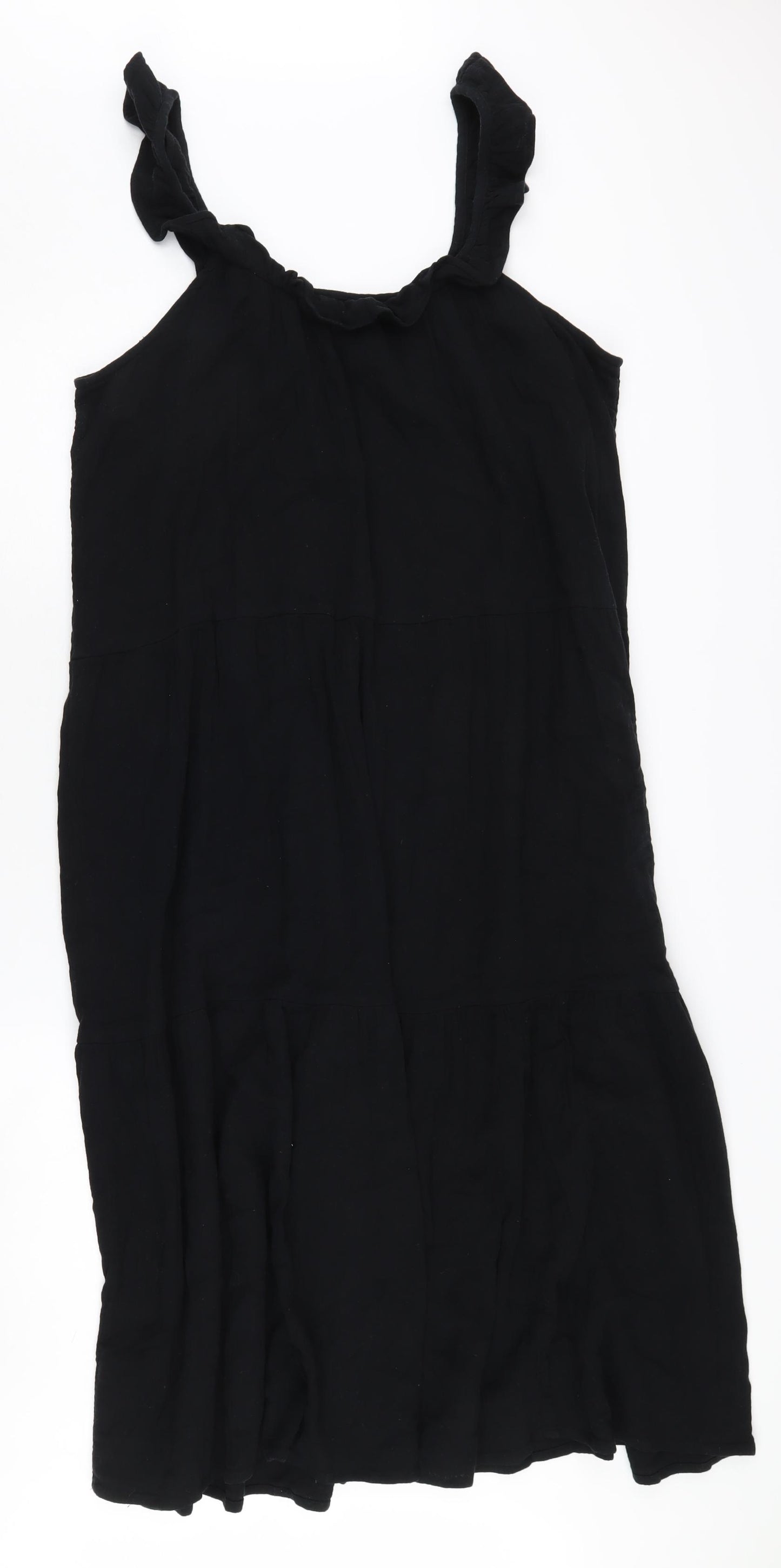 Next Women's Black Cotton Dress Size 16 Sleeveless
