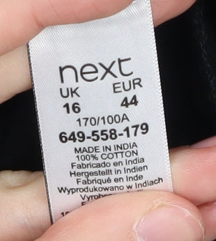 Next Women's Black Cotton Dress Size 16 Sleeveless