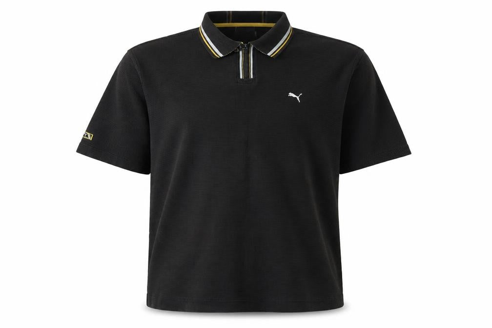 Front view of Puma Men's Black Polo Shirt L Collared Casual