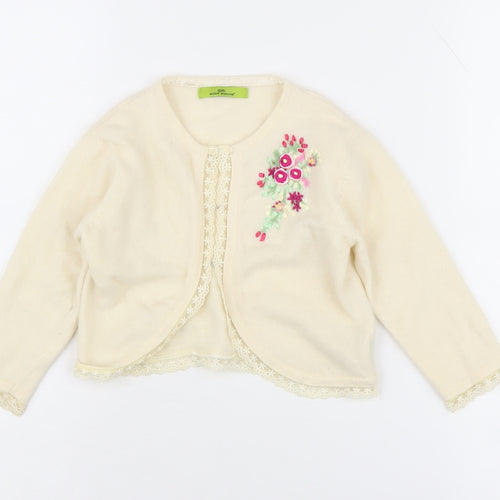 Little Willow Blossom Girls Ivory Cardigan 2-3 Years Floral Knit