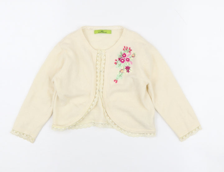 Little Willow Blossom Girls Ivory Cardigan 2-3 Years Floral Knit