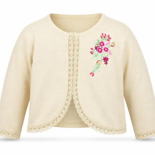 Little Willow Blossom Girls Ivory Cardigan 2-3 Years Floral Knit