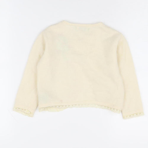 Little Willow Blossom Girls Ivory Cardigan 2-3 Years Floral Knit