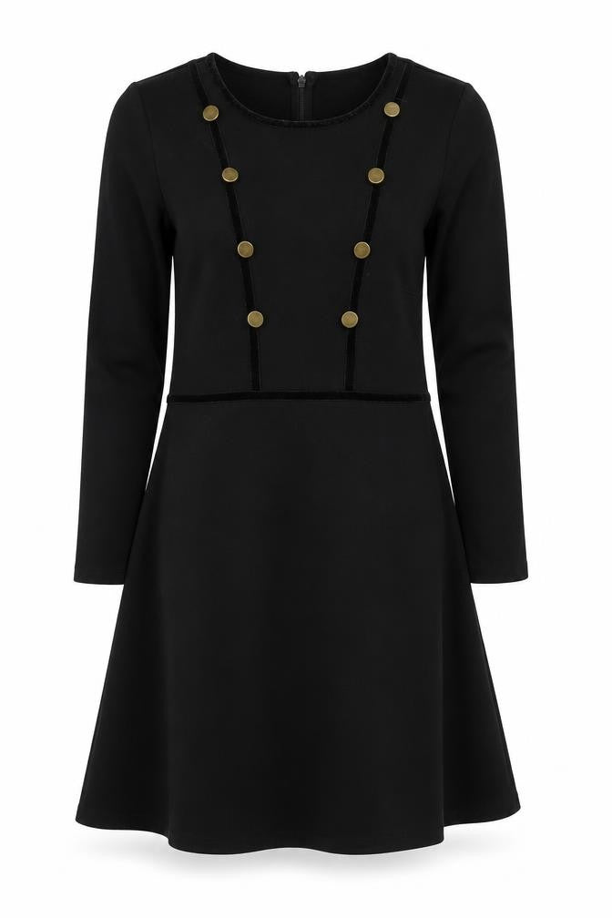 Front view of Monsoon Women's Black A-Line Dress, size 8