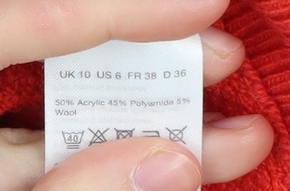 Warehouse Women's Red Mock Neck Pullover Jumper Size 10