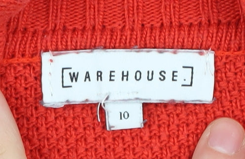 Warehouse Women's Red Mock Neck Pullover Jumper Size 10