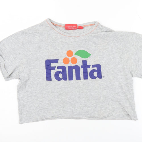 Coca-Cola Women's Grey Cropped T-Shirt Size 12