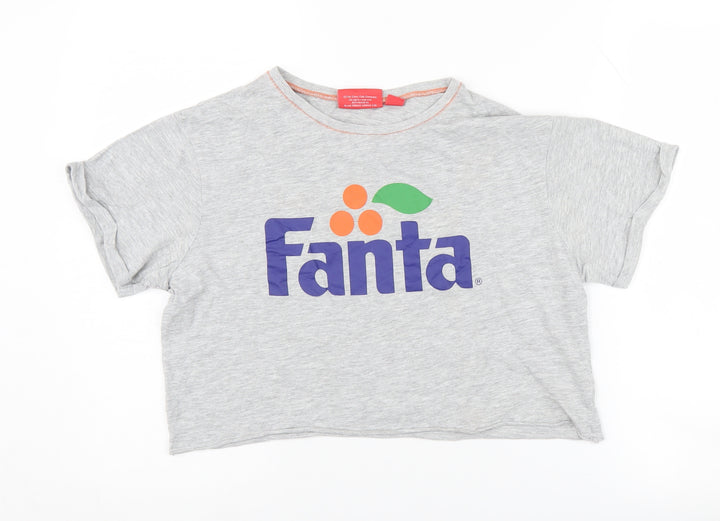 Coca-Cola Women's Grey Cropped T-Shirt Size 12