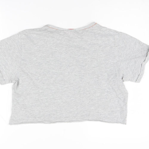 Coca-Cola Women's Grey Cropped T-Shirt Size 12