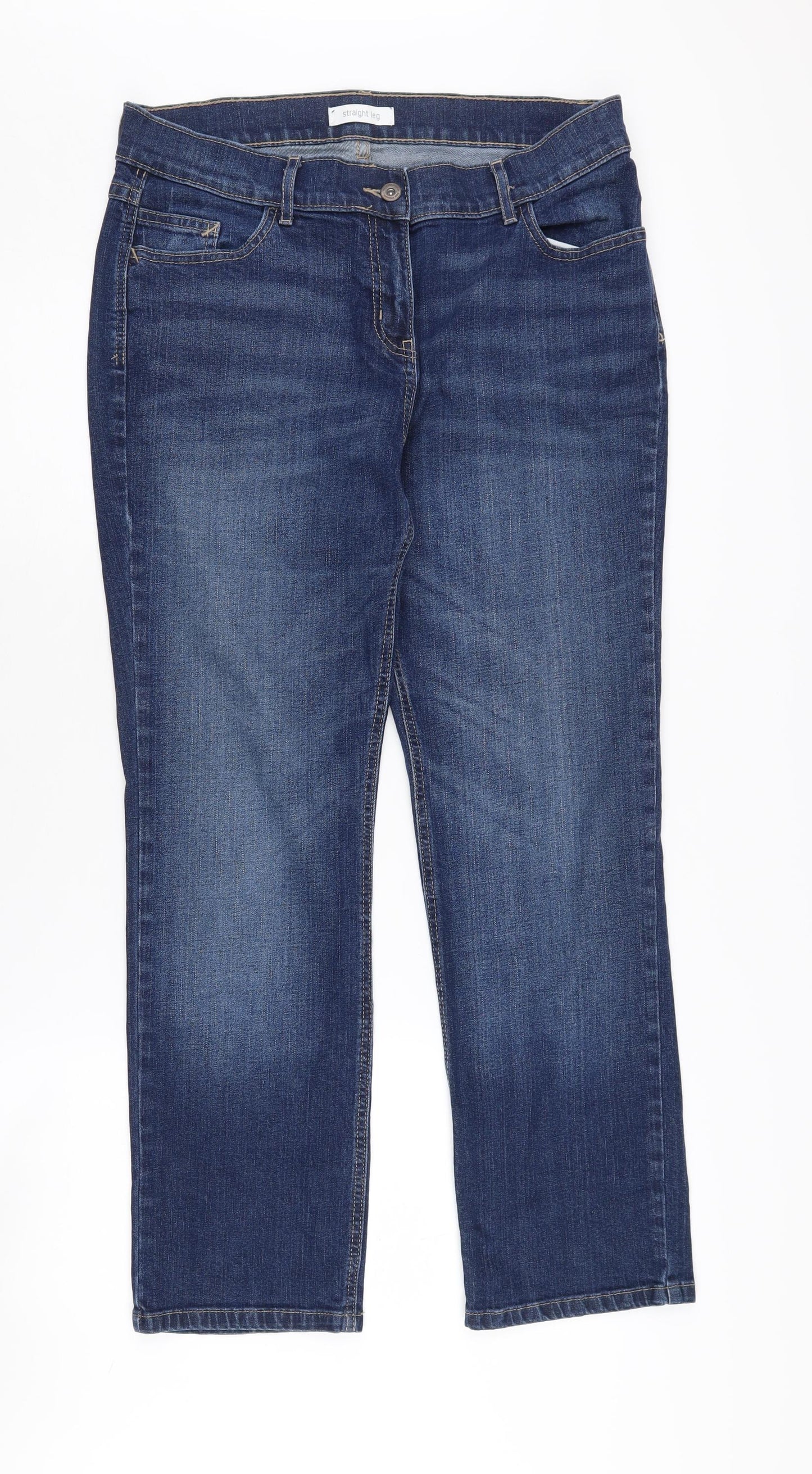 Marks and Spencer Women's Blue Straight-Leg Jeans Size 14