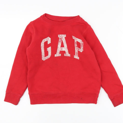 GAP Boys Red Pullover Sweatshirt, Logo Graphic, 5 Years