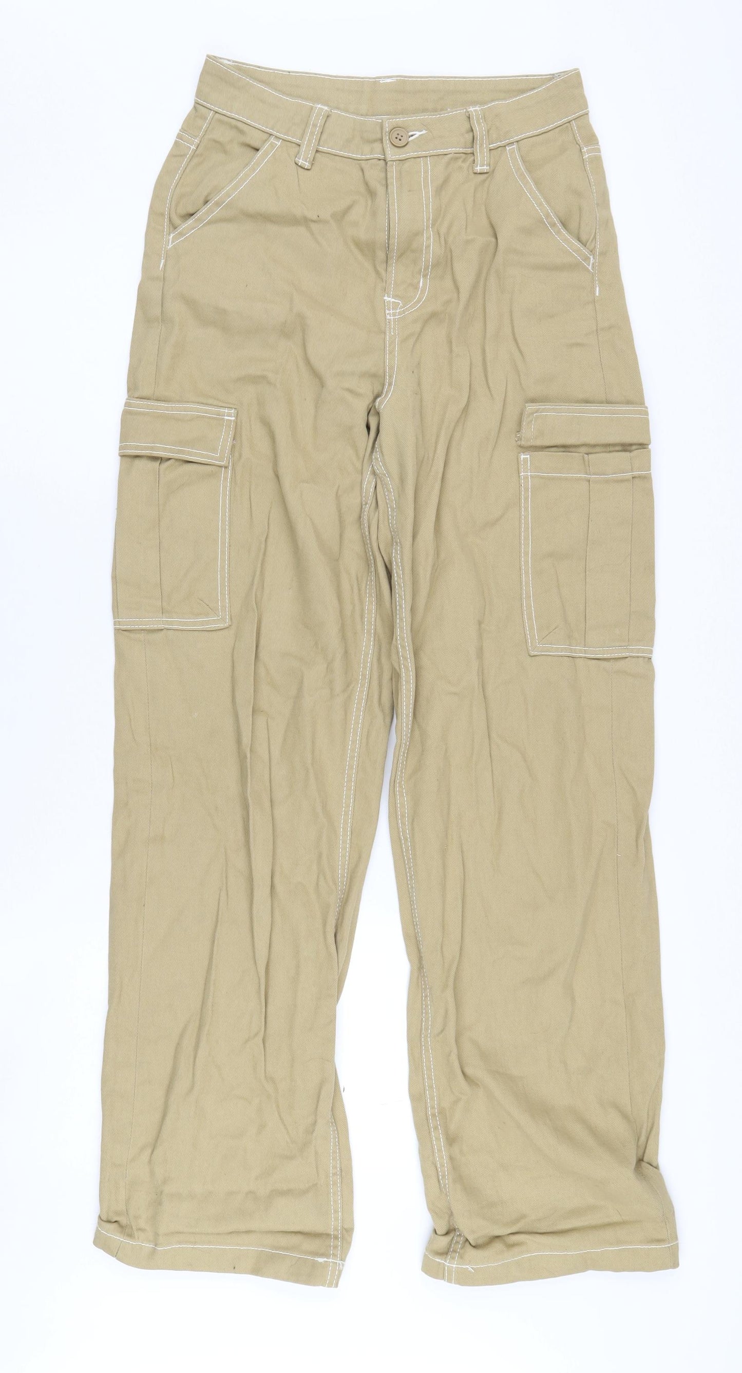 H&M Women Beige Cargo Trousers Size 6, Casual Style