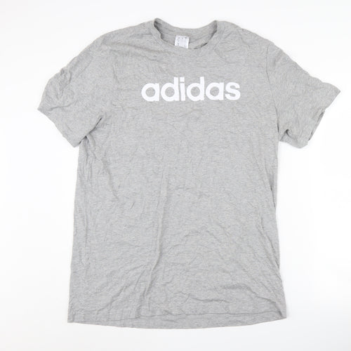 Adidas Men's Grey Crew Neck Logo T-Shirt Size L