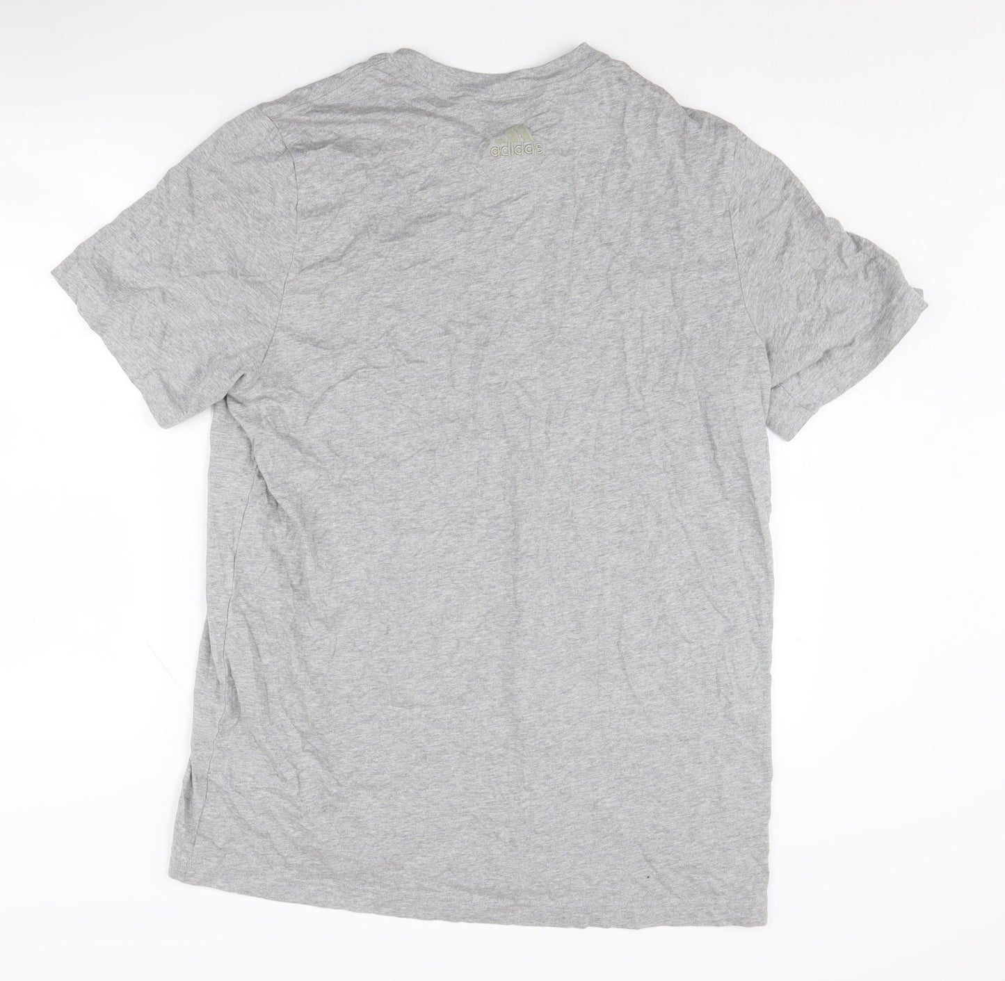 Adidas Men's Grey Crew Neck Logo T-Shirt Size L