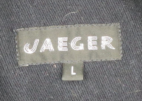 Jaeger Men's Black Wool Overcoat Lined Long Coat