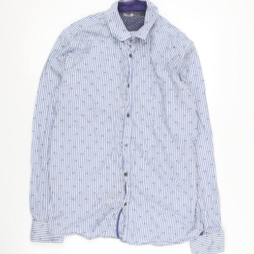 Ted Baker Men's Blue Striped Button-Up Shirt M