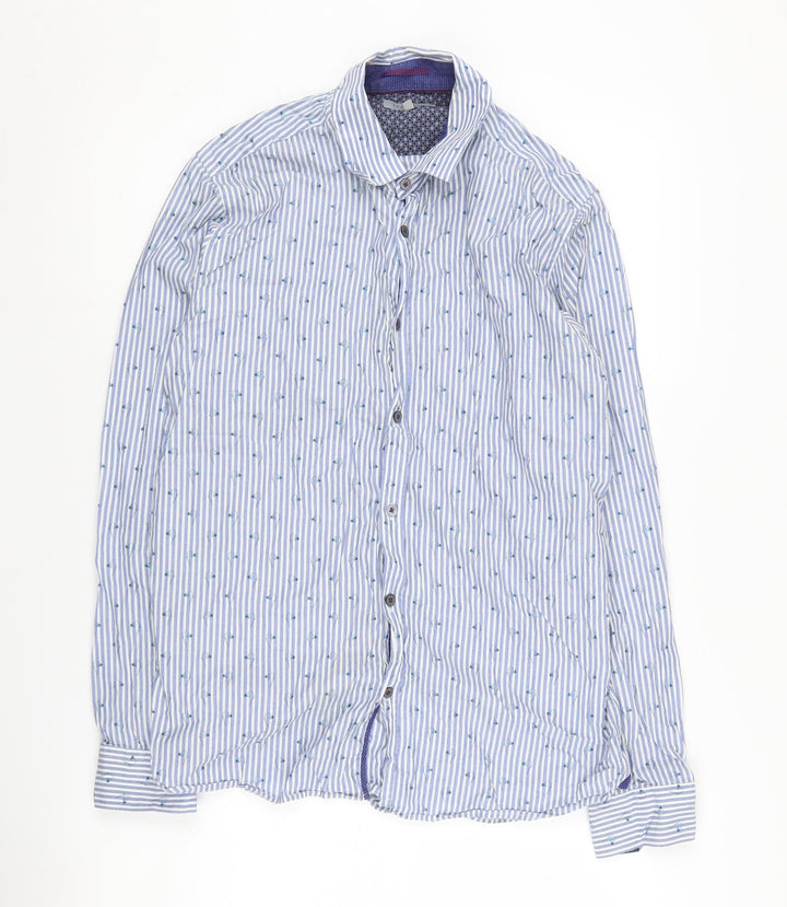 Ted Baker Men's Blue Striped Button-Up Shirt M