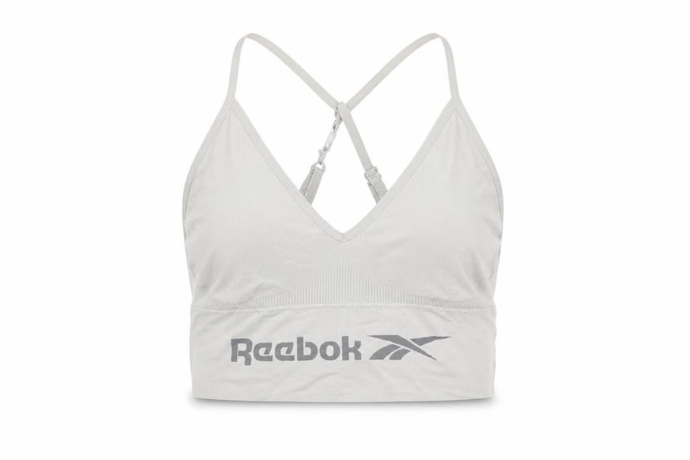 Front view of Reebok Women's Grey Camisole Gym Top S