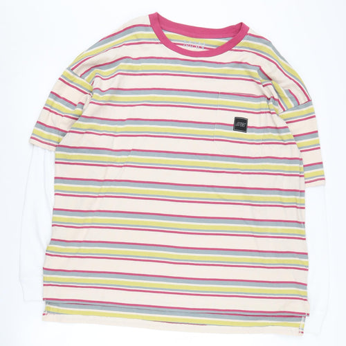 BoohooMAN Men's Multicoloured Striped T-Shirt M