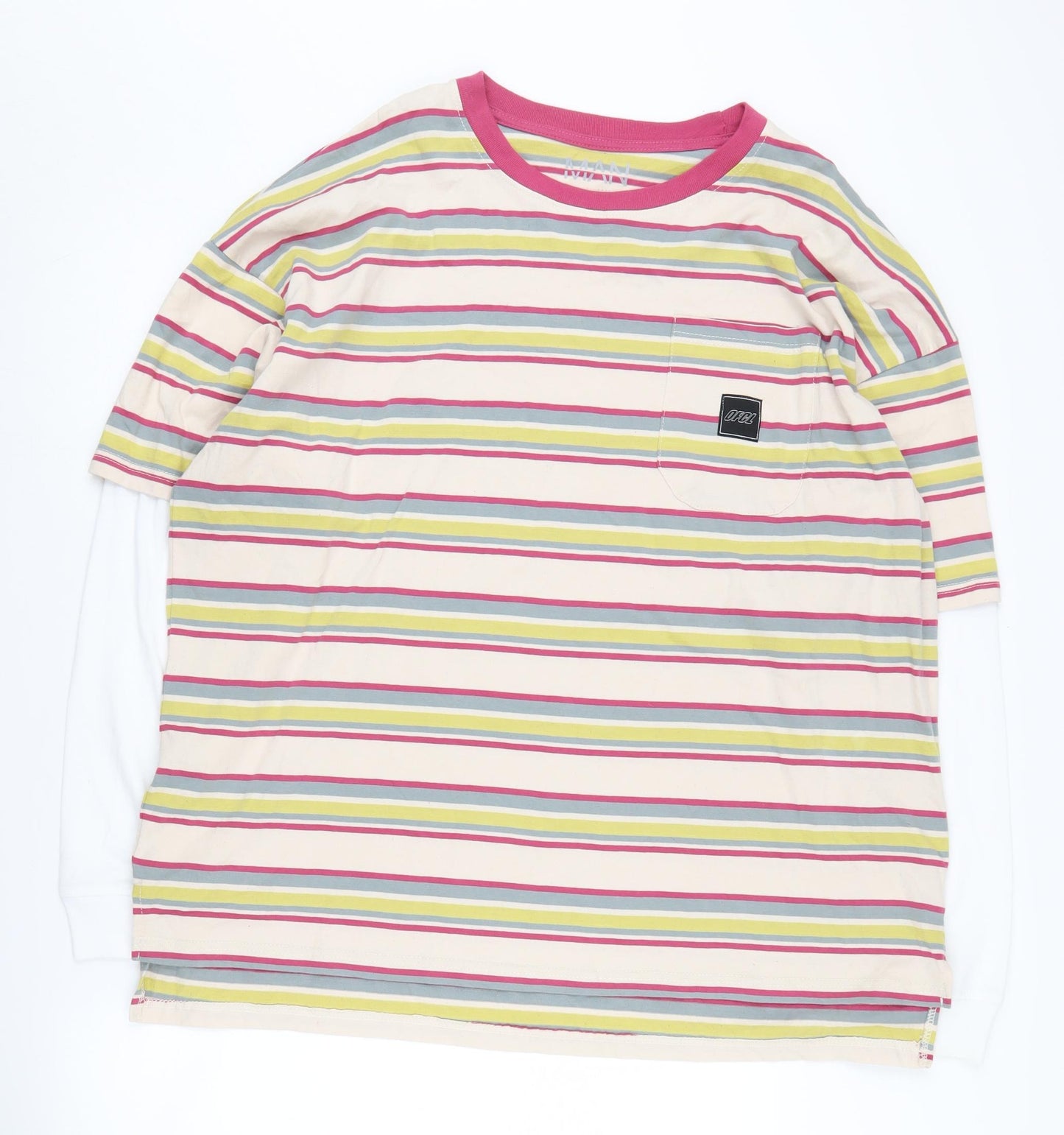 BoohooMAN Men's Multicoloured Striped T-Shirt M