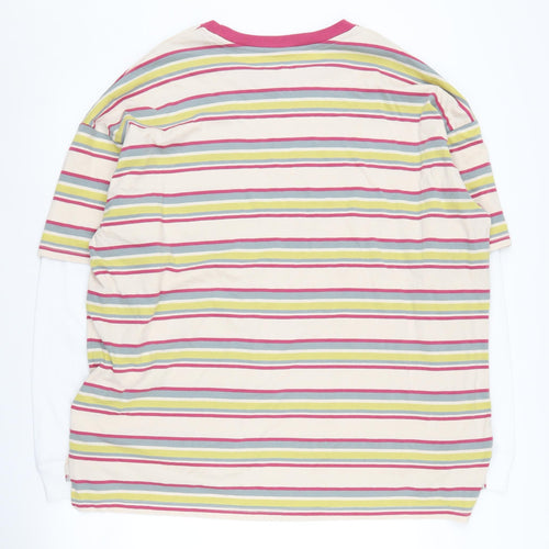 BoohooMAN Men's Multicoloured Striped T-Shirt M