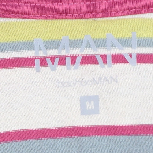 BoohooMAN Men's Multicoloured Striped T-Shirt M