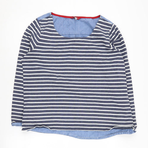 Joules Women's Blue Striped T-Shirt, Size 18
