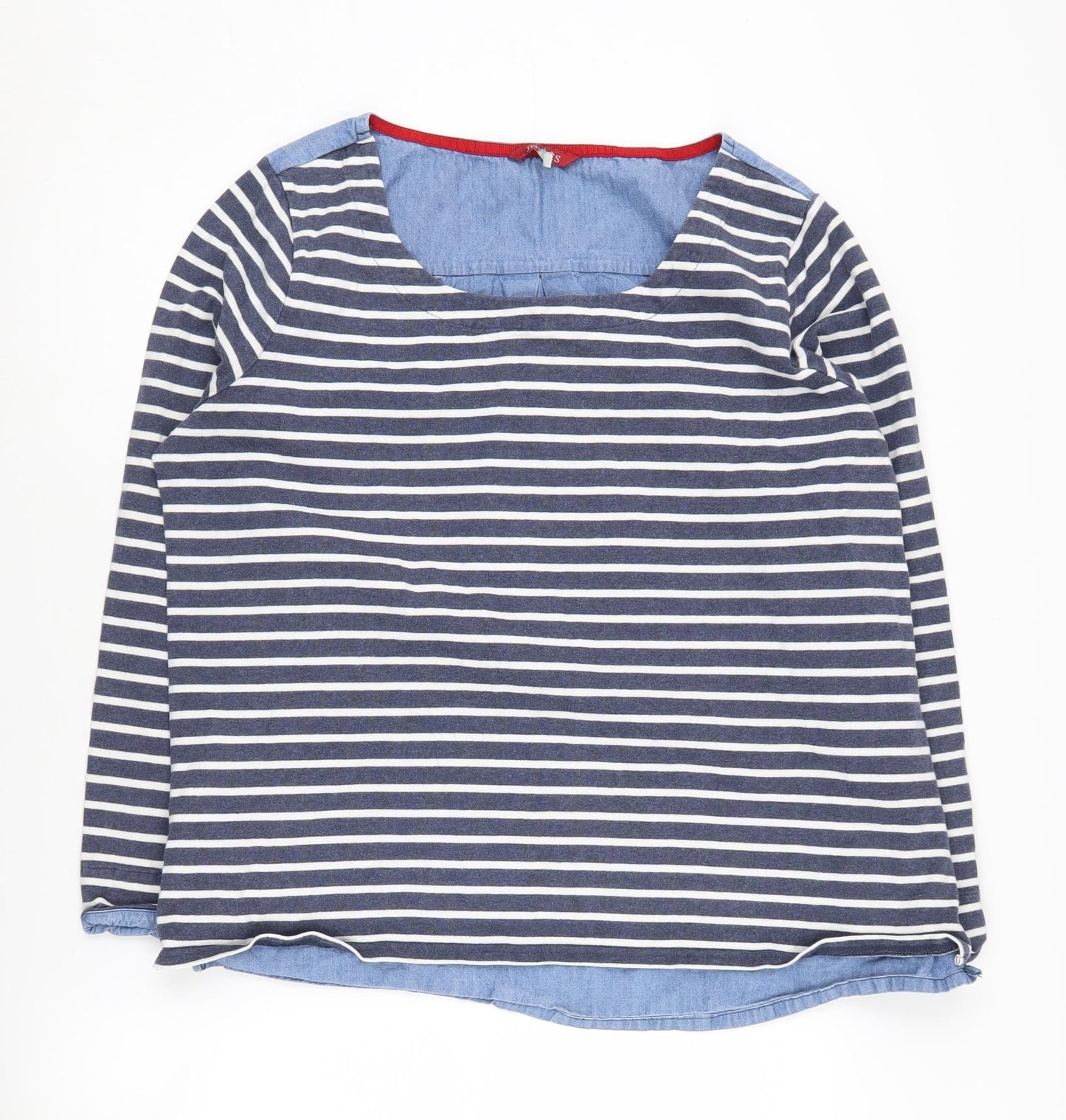 Joules Women's Blue Striped T-Shirt, Size 18